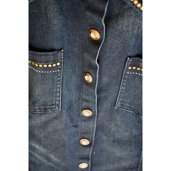 Women's  V Christina Embellished Snap Front Denim Jacket Lightweight XL - Picture 4 of 10